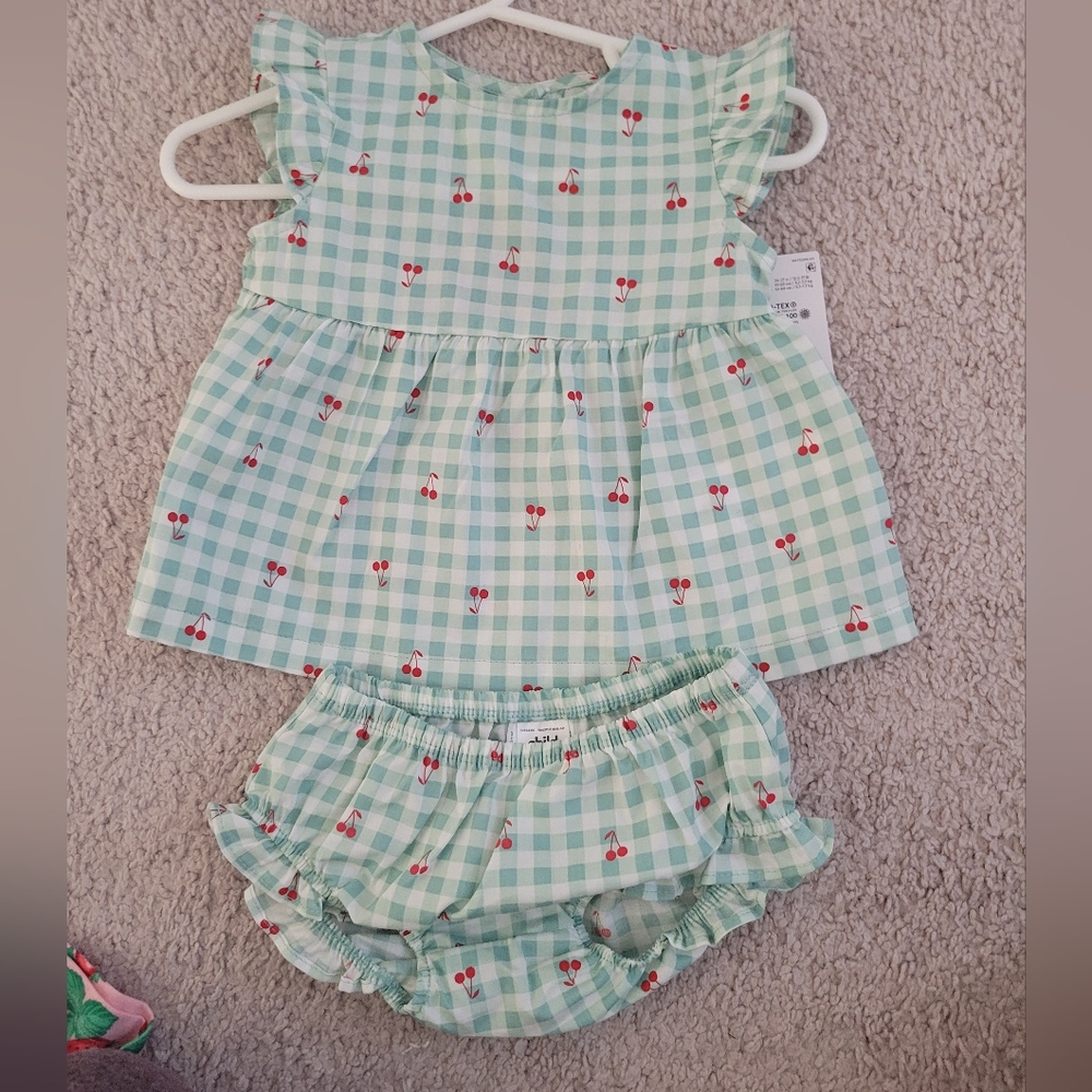 Cherry top with matching bloomers